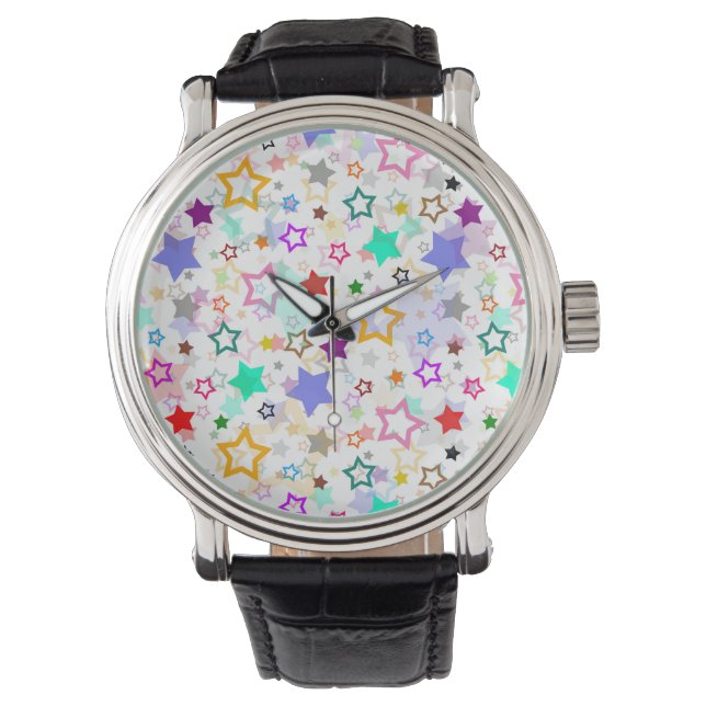 Montre Étoiles colorées blanches  (devant)