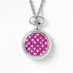 Montre étoiles d'argent sur améthyste violet