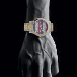 Montre Étoiles et rayures - Patriotique - Rouge Bleu Bleu<br><div class="desc">Des rayures dans le vieux rouge de gloire,  vieux bleu de gloire et blanc cassé avec les étoiles.</div>