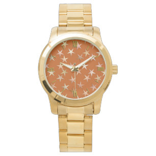 Montre Étoiles métalliques, tons or pâle et cuivre
