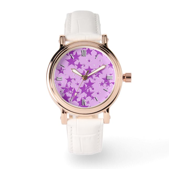 Montre Étoiles violettes sur un arrière - plan lavande (Recto)