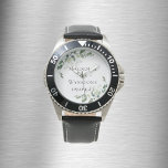 Montre Eucalyptus Monogram Groom Jour de mariage<br><div class="desc">De notre collection de mariages à succès d'eucalyptus</div>