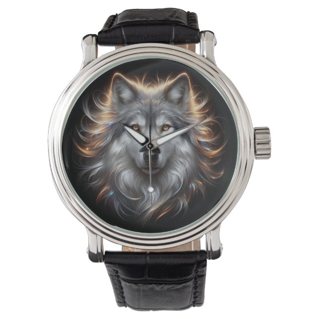 Montre eWatch Portrait de Loup Gris (devant)