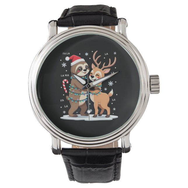 Montre Fa La La Llama Xmas Lights Sloth Riding Llama Chri (devant)