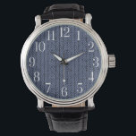 Montre Facile À Lire Grand Nombre Moderne Urbain Bleu<br><div class="desc">De grands nombres rendent cette montre plus facile à lire. Motif urbain bleu avec chiffres blancs. Style unique pour la personne moderne.</div>