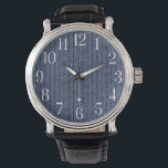 Montre Facile À Lire Grand Nombre Moderne Urbain Bleu<br><div class="desc">De grands nombres rendent cette montre plus facile à lire. Motif urbain bleu avec chiffres blancs. Style unique pour la personne moderne.</div>
