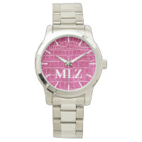Faire Personnaliser Monogramme Hot rose Faux Croco