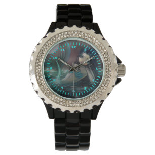 Montre Fantaisie d'art pop de sirène de rivière au clair