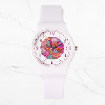 Montre Faux colorées Brodées Florales Élégantes femmes<br><div class="desc">Faux coloré brodé Floral Elegant Womans Watches dispose d'une tendance florale moderne imitation broderie colorée en rose,  violet,  orange,  bleu et jaune. Créé par Evco Studio www.zazzle.com/store/evcostudio</div>