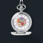 Montre Faux colorées Brodées Florales Stylish Femmes<br><div class="desc">Faux coloré brodé Floral élégant Womans Watches présente une tendance florale moderne imitation broderie colorée en rose,  violet,  orange et rouge sur un arrière - plan vert pastel. Créé par Evco Studio www.zazzle.com/store/evcostudio</div>