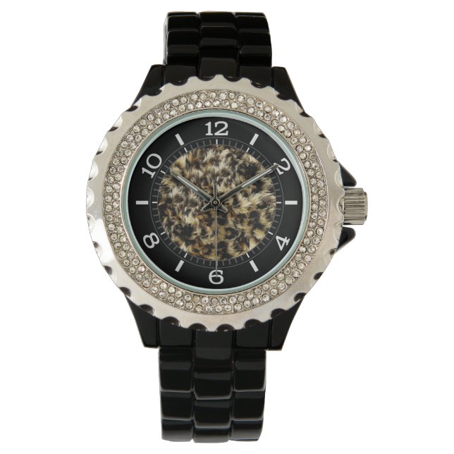 Montre Faux Fur Wild Style Leopard Camo Imprimer Cadran (devant)