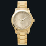 Montre Faux Gold brossé Parties scintillant métallique Im<br><div class="desc">Personnalisez facilement ce design de montre chic branché avec une jolie parties scintillant dorée brillante sur un arrière - plan métallique brossé à l'or.</div>