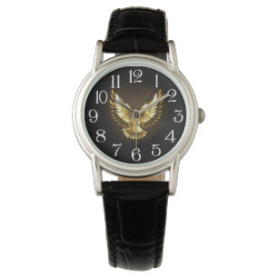 Montre Faux Gold Foil Peace Dove en noir