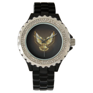 Montre Faux Gold Foil Peace Dove en noir