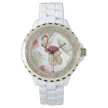 Montre féminine Flamant rose rose étincelante