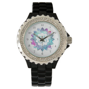 Montre *~* Femme Aum Om Fleur du Nouvel Âge Lotus Mandala