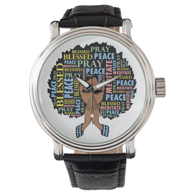 Montre Femme chrétienne noire Melanin Femmes Priez (devant)