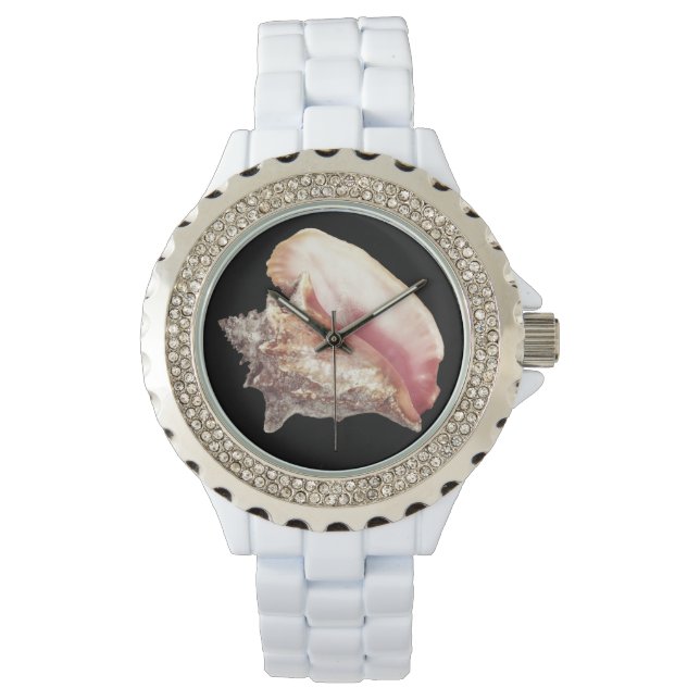 Montre femme coquille conque rose (devant)