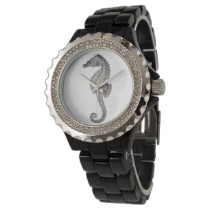 Montre Femme de cheval de mer vintage Black Wristwatch