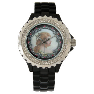 MONTRE FEMME ROMANTIQUE AUX FLEURS DE DIAMONDES ENAMMÈNE 