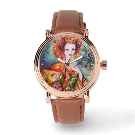 MONTRE FEMME ROMANTIQUE AVEC PEACOCK FEACOCK (Recto)