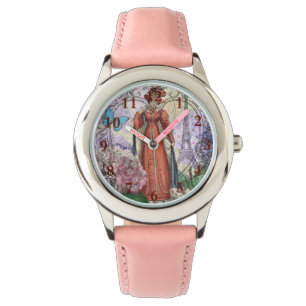 Montre Femme victorienne à la mode rouge colorée
