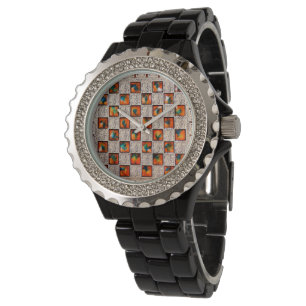 Montre Femmes décoratives-Rhinestone-Black-Enamel-Watch