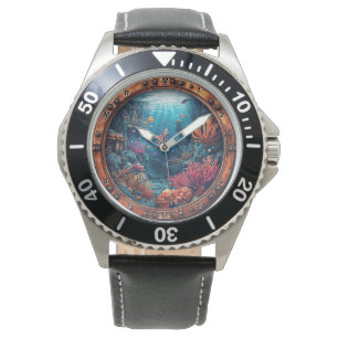 Montre Fenêtre nautique Trésor perdu Récif corallien Épav