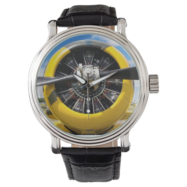 Montre Fermeture de l'hélice à hélice jaune simple (devant)