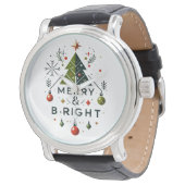Montre Festive Joyeux et brillant Design d'arbre de Noël (Incliné)