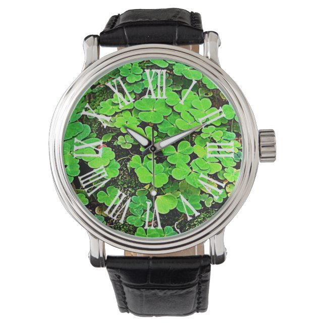 Montre Fête de la Saint Patrick personnalisée Shamrock sa (devant)