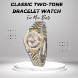 Montre Fête des pères classique Photo Message personnalis<br><div class="desc">Célébrez les papas dans votre vie cette Fête des pères en leur donnant cette montre d'or et d'argent personnalisée classique avec un endroit pour mettre votre propre photo. Ce cadeau de Fête des pères classique propose une personnalisation personnalisée avec un endroit pour mettre du texte pour votre papa spécial.</div>