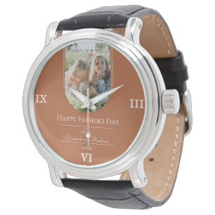 Montre Fête des pères photo Arch moderne Orange brûlé