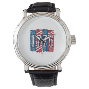 Montre Feu d'artifice patriotique vintage 1776 Vector Des