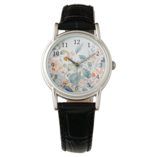 Montre Feuillage Vert Bleu Orange Feuilles (devant)