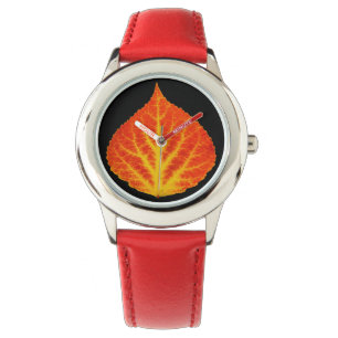 Montre Feuille d'Aspen rouge et jaune #10