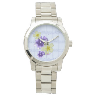 Montre Feuille de fleurs violettes et jaunes Musique Mont