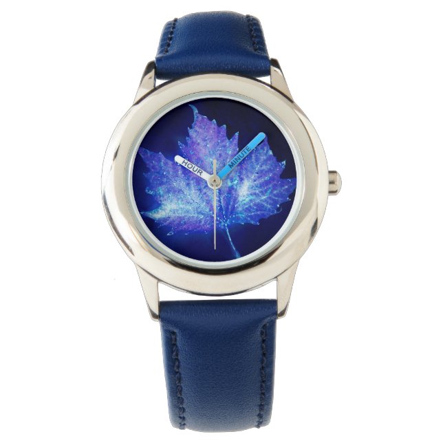 Montre Feuille de lumière bleue électrique (devant)