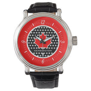 Montre Feuille de Maple Canadienne Rouge Patriotique avec