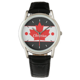 Montre Feuille d'érable canadienne (Votre nom)