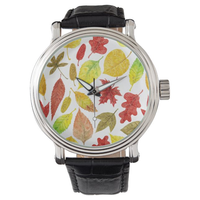 Montre Feuilles d'automne blanc (devant)