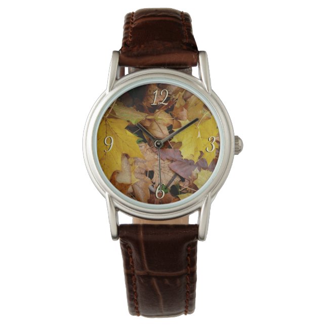 Montre Feuilles de Érable Tombées Jaune Automne Nature (devant)
