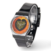 Montre FEUILLES D'OR, jaune orange noir (Angle)