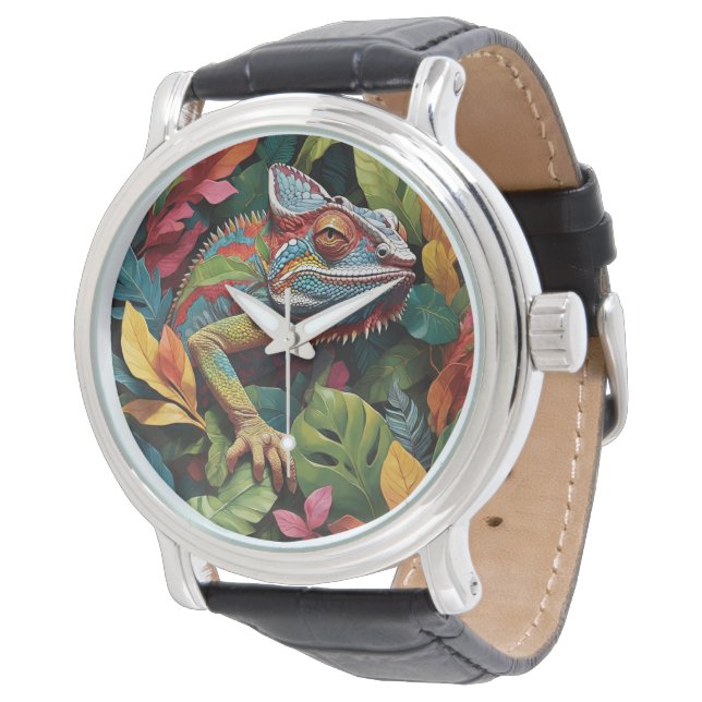Montre Feuilles Lizard et couleur (Incliné)