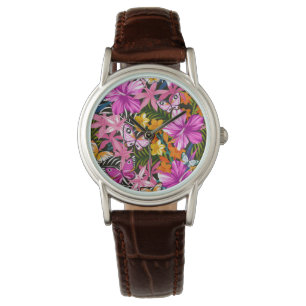Montre Feuilles tropicaux et fleurs