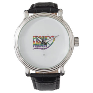 Montre Fière Maman Cœur Arc-en-ciel Design de Gravure Vin