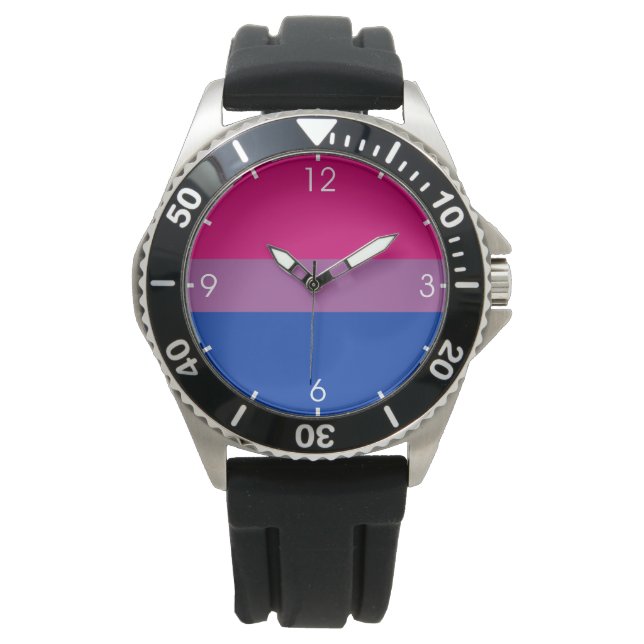 Montre Fierté bisexuelle (Couleurs Bi Drapeau) (devant)