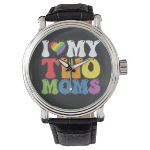 Montre Fierté LGBT J'aime mes deux mamans Gay Lesbienne S