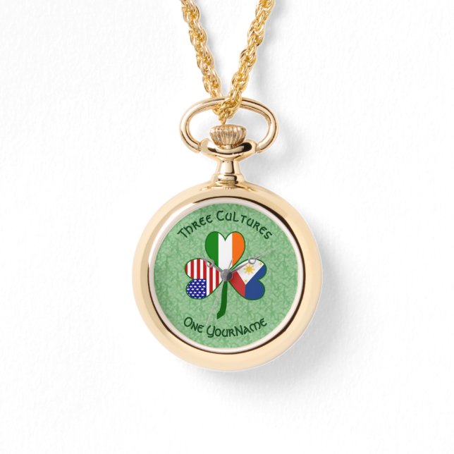 Montre Filipino irlandais drapeaux américains Shamrock Vo (Recto)