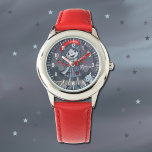 Montre Fille avec les Coeurs rouges Garland Garland<br><div class="desc">Une mignonne montre enfant avec une fille tenant une guirlande de coeur rouge avec son chien à ses côtés. Personnalisez-le avec le nom de l'enfant à l'aide du champ nom fourni. Choisissez une couleur ou un style différent si vous voulez. © ArianeC Illustrations-Tous droits réservés</div>